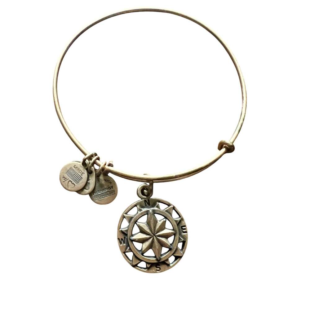 Alex and Ani Gold Tone Compass Adjustable Positive Energy Antique Gold Bracelet